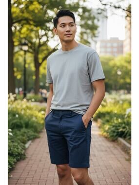 WESTZEROONE Navy Blue Knit Shorts Casual Summer Preppy Stretch Chino 40 NWT